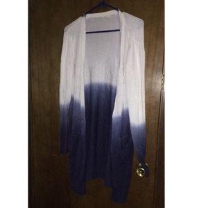 Ombré white to blue cardigan